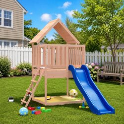 Outdoor Playset Climbing Frame Wave Slide Sandpit Wooden Garden Children Play