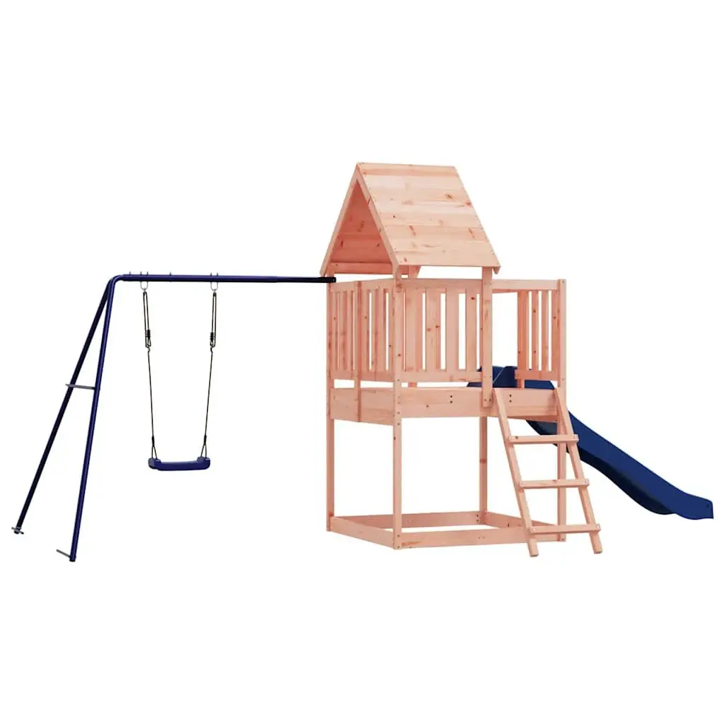 Wooden Outdoor Playset Climbing Frame Swing Set Slide Sandbox Brown