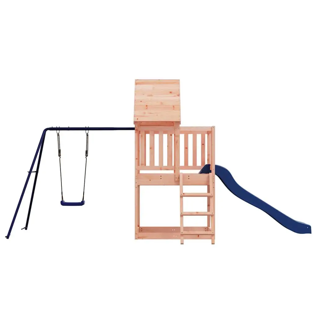 Wooden Outdoor Playset Climbing Frame Swing Set Slide Sandbox Brown