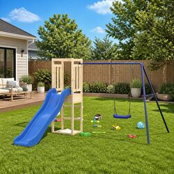 Wooden Outdoor Playset Climbing Frame Swing Slide Sandpit Backyard Play
