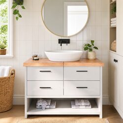 Bathroom Countertop Vanity Top Worktop Solid Oak Wood Brown 120x50x6cm
