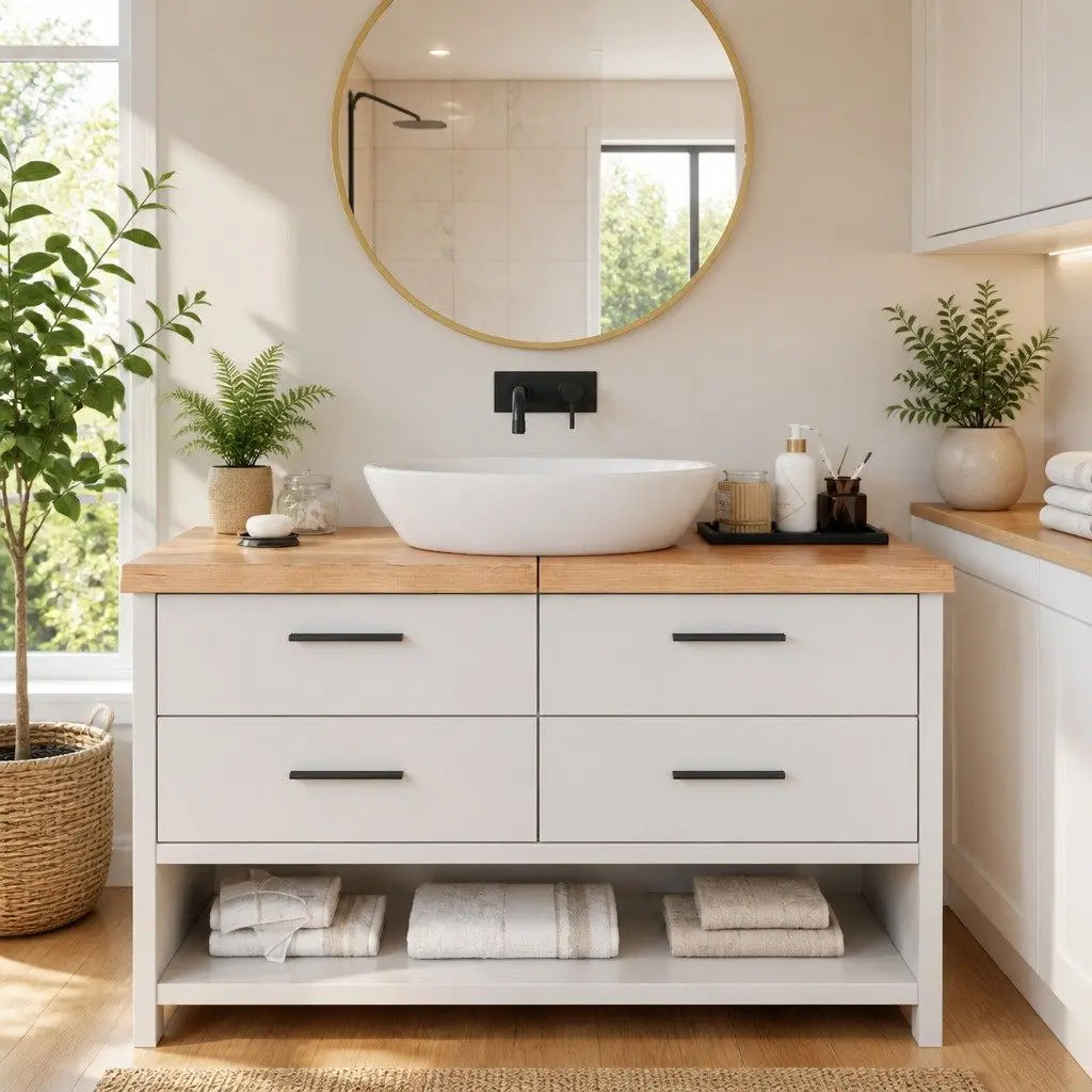 Bathroom Countertop Solid Oak Wood Treated Varnished 140x50x6 cm Brown