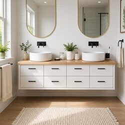 Bathroom Countertop Worktop 180x60cm Light Brown Solid Oak Wood Treated Vanity