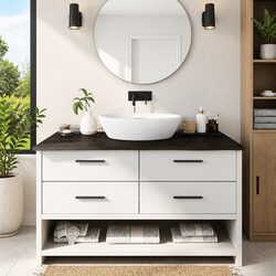 Bathroom Countertop Worktop Solid Oak Wood Dark Brown Treated Live Edge Vanity