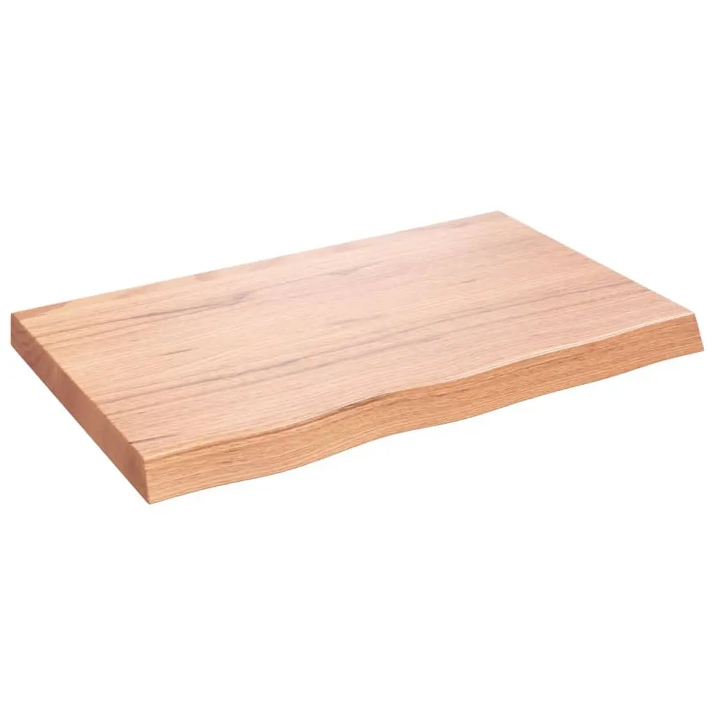 Table Top Solid Oak Wood Live Edge 80x50x6cm Brown Treated Surface