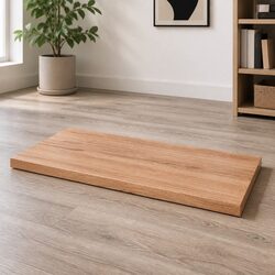Solid Oak Wood Table Top 80x60cm Brown Treated Surface Replacement Kitchen Desk