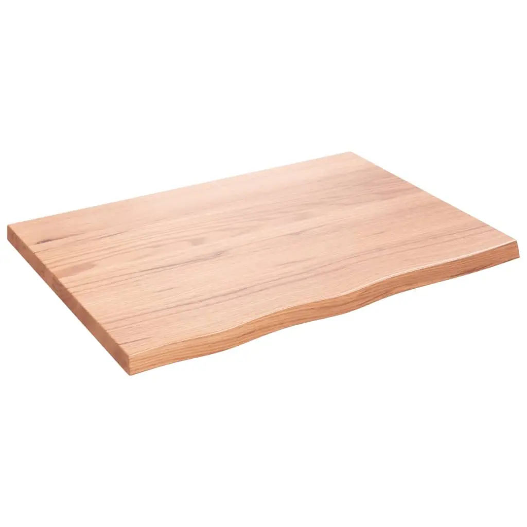 Solid Oak Wood Table Top Treated Surface 80x60cm Brown