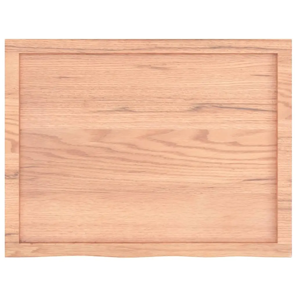 Solid Oak Wood Table Top Treated Surface 80x60cm Brown