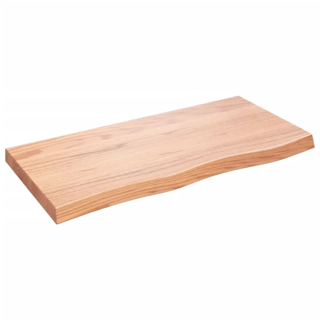 Wooden Table Top Solid Oak 100x50x6 cm Brown Treated Live Edge Handcrafted