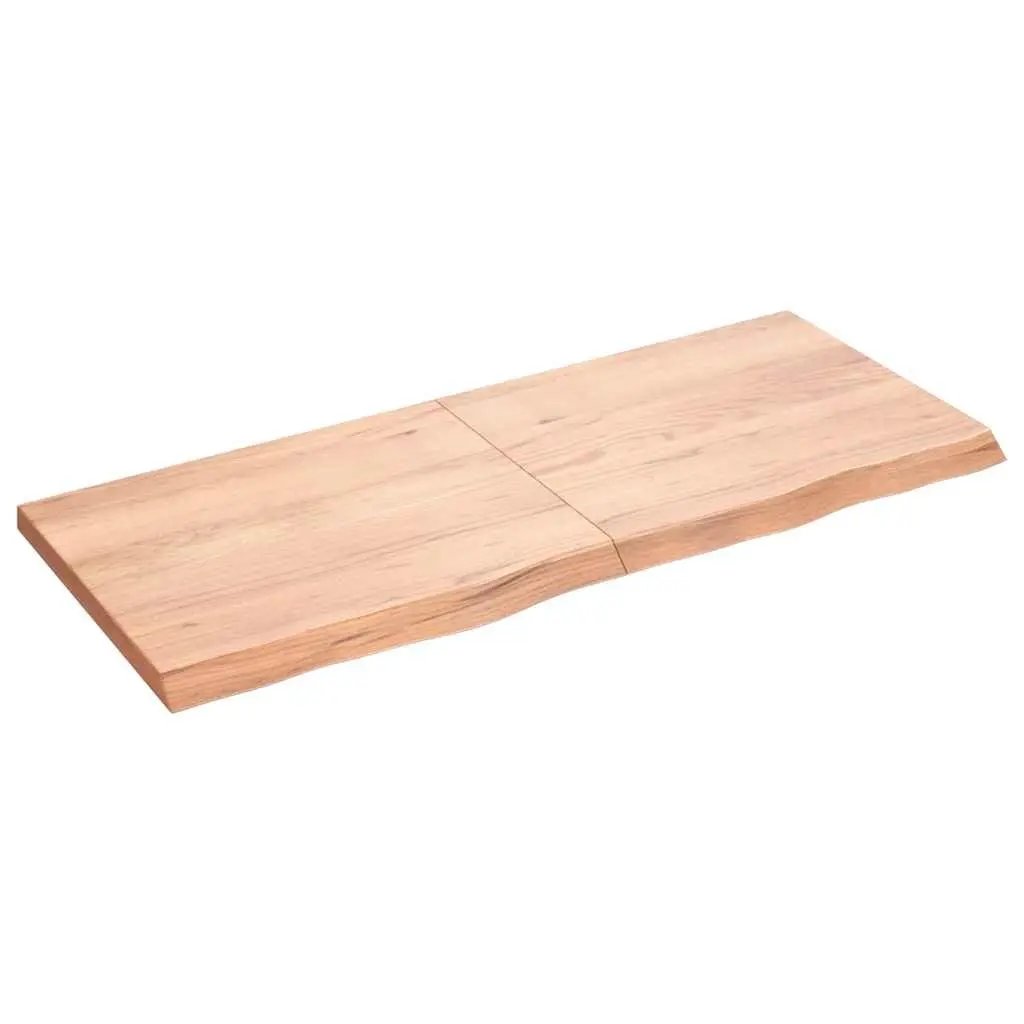 Solid Oak Wood Table Top Handcrafted Live Edge 120x50cm Brown Varnished