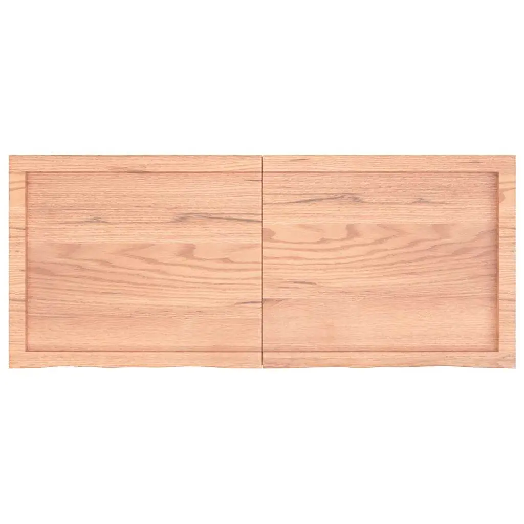 Solid Oak Wood Table Top Handcrafted Live Edge 120x50cm Brown Varnished