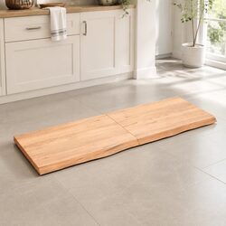 Solid Oak Wood Table Top Brown 140x50cm Replacement Board Live Edge Treated