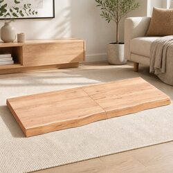 Wooden Table Top Solid Oak Brown 140x60x6 cm Replacement Treated Natural Live