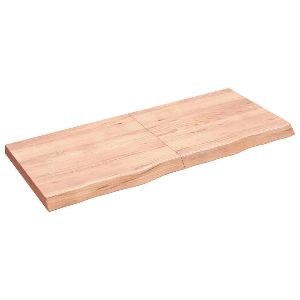 Wooden Table Top Solid Oak Brown 140x60x6 cm Replacement Treated Natural Live