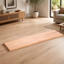 Solid Oak Wood Table Top Brown 180x50cm Treated Wooden Tabletop Live Edge