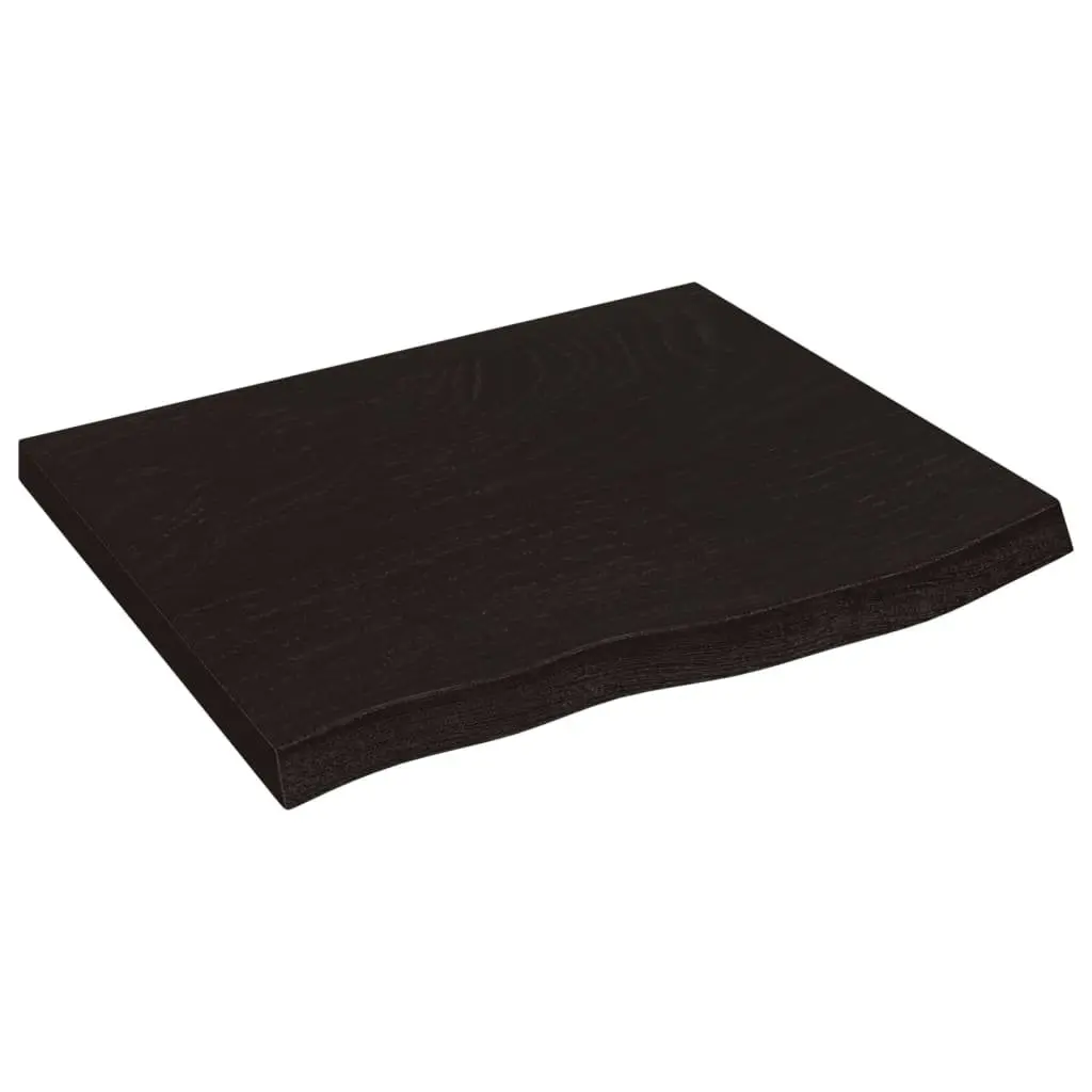 Table Top Solid Oak Wood Handmade Live Edge Dark Brown 60x50x4cm