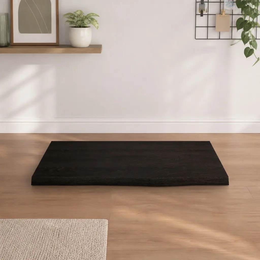 Table Top Dark Brown 60x60x2 cm Solid Oak Wood Treated Surface Dining