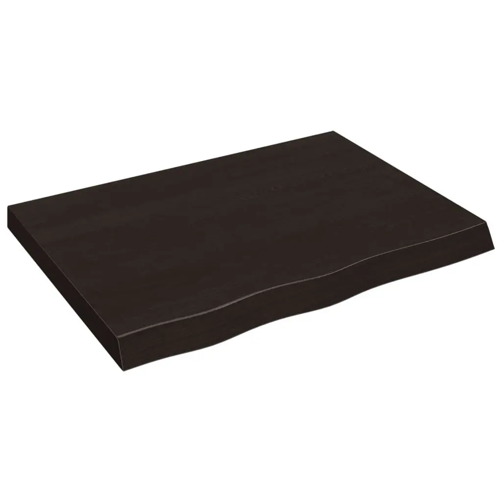 Wooden Table Top Solid Oak Treated Surface 80x60x6 cm Dark Brown