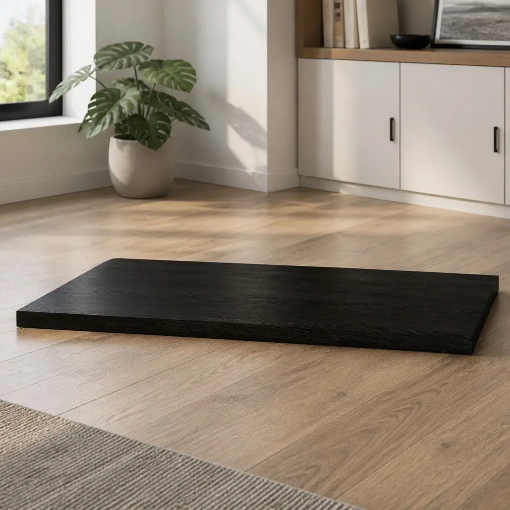 Solid Oak Wood Table Top Dark Brown 100x40cm Treated Handcrafted Live Edge