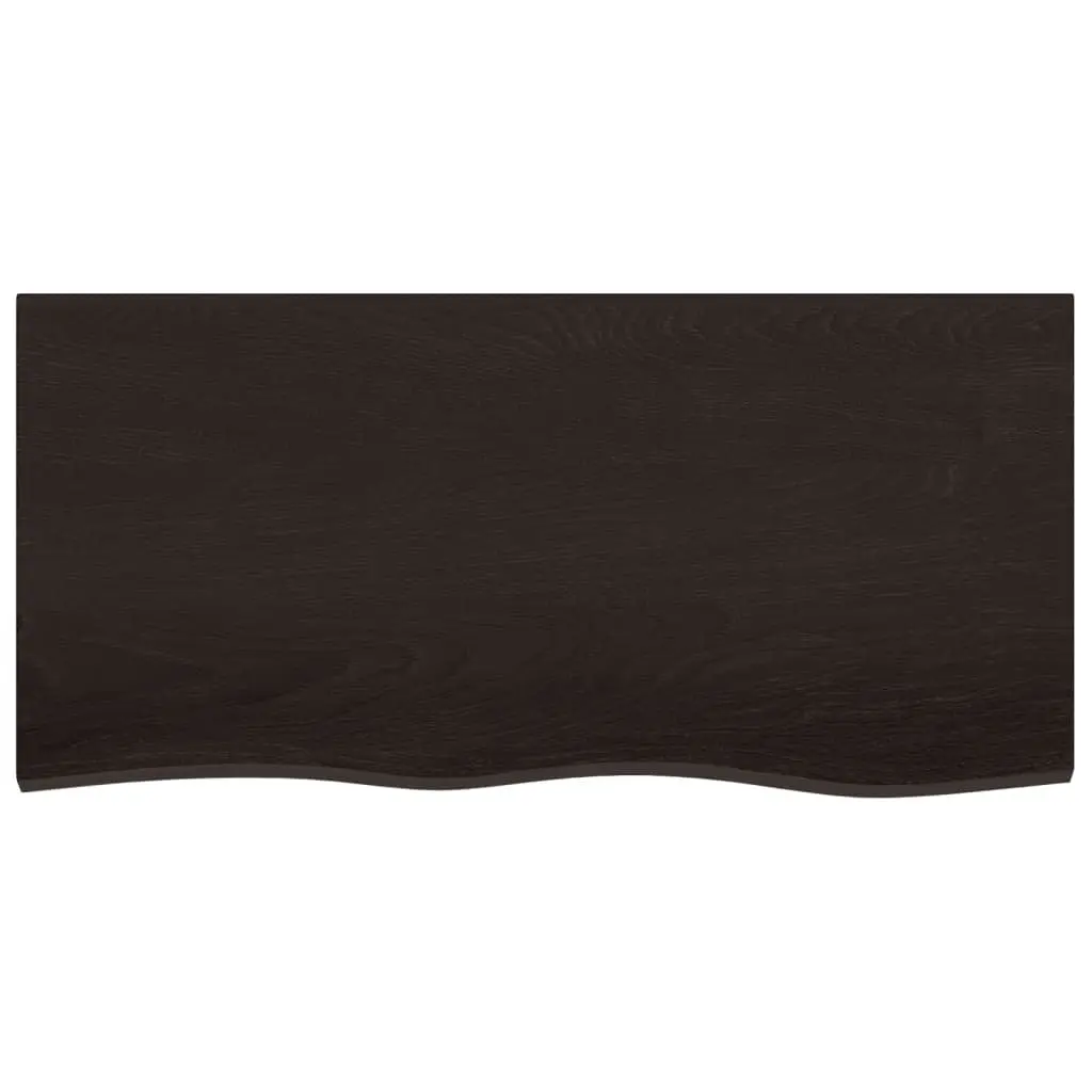 Table Top Solid Oak Wood Dark Brown 100x50x2cm Handmade Live Edge Pre-finished Replacement Board