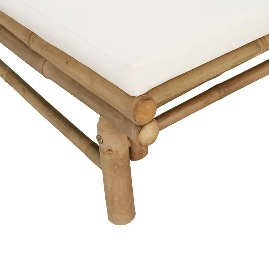 4 Piece Bamboo Garden Lounge Set Outdoor Furniture Cream Cushions Brown