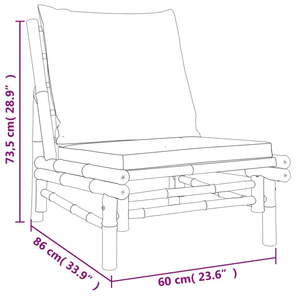 3 Piece Garden Lounge Set Bamboo Outdoor Furniture with Cushions Brown Dark Grey