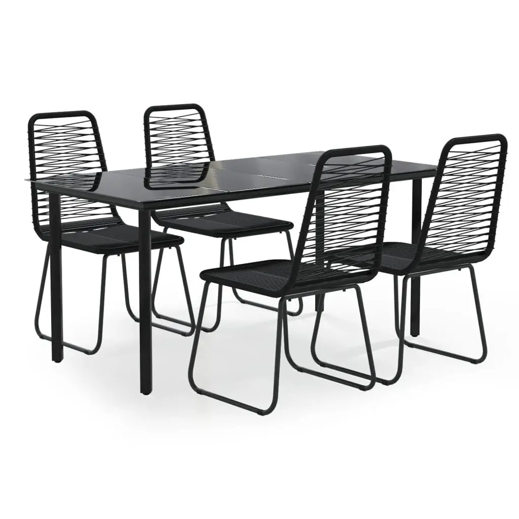 5 Piece Garden Dining Set Outdoor Patio Furniture Table Chairs Black