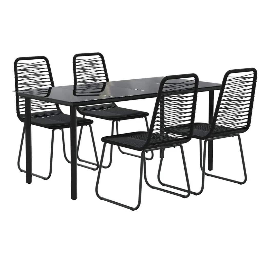 5 Piece Garden Dining Set Outdoor Patio Furniture Table Chairs Black