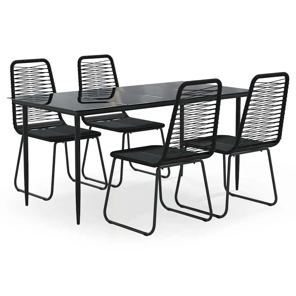 Garden Dining Set 5 Piece Outdoor Furniture Weather-Resistant PE Rattan Black