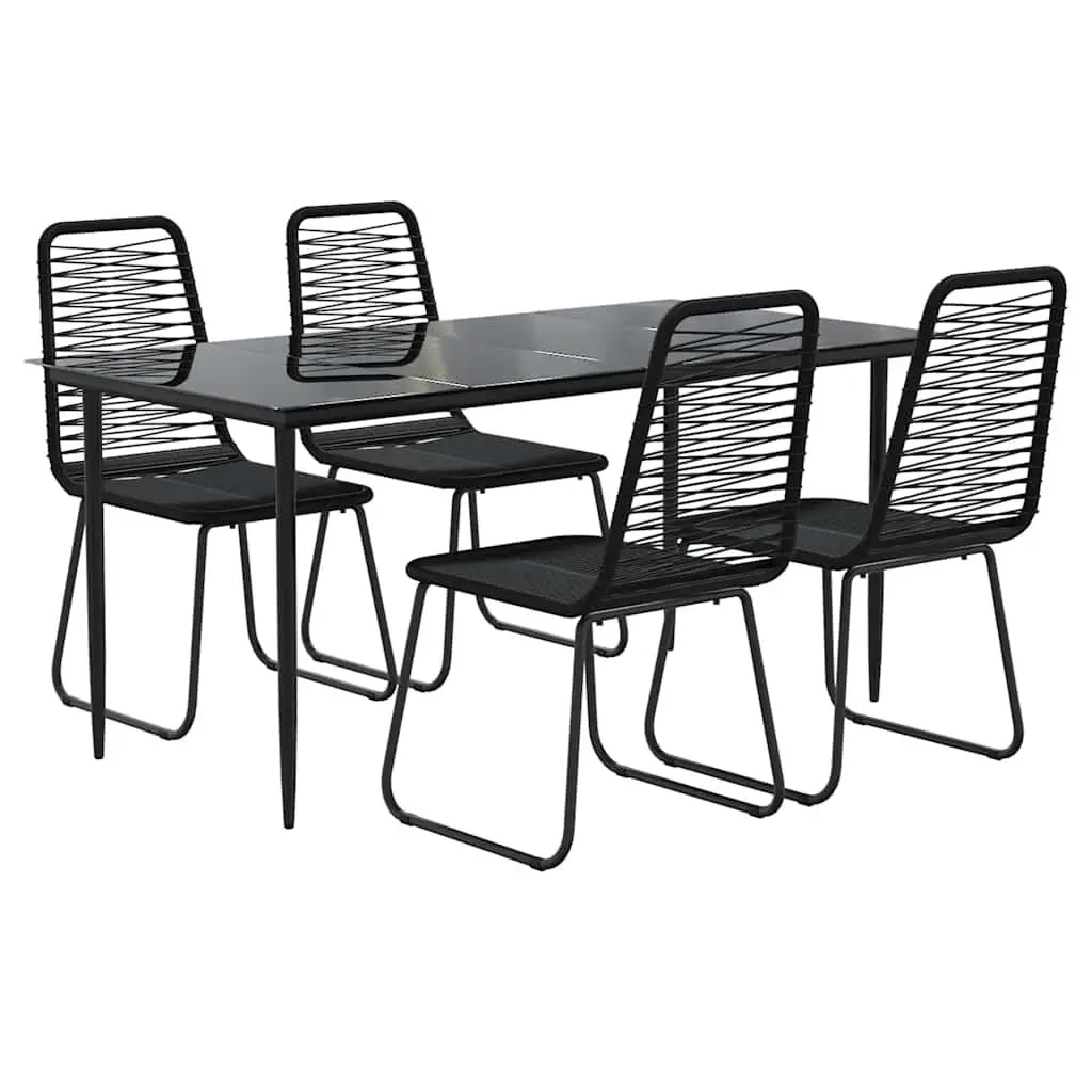 Garden Dining Set 5 Piece Outdoor Furniture Weather-Resistant PE Rattan Black