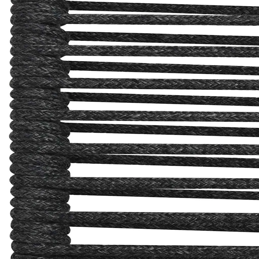 7 Piece Garden Dining Set Black Cotton Rope Steel Outdoor Patio Furniture