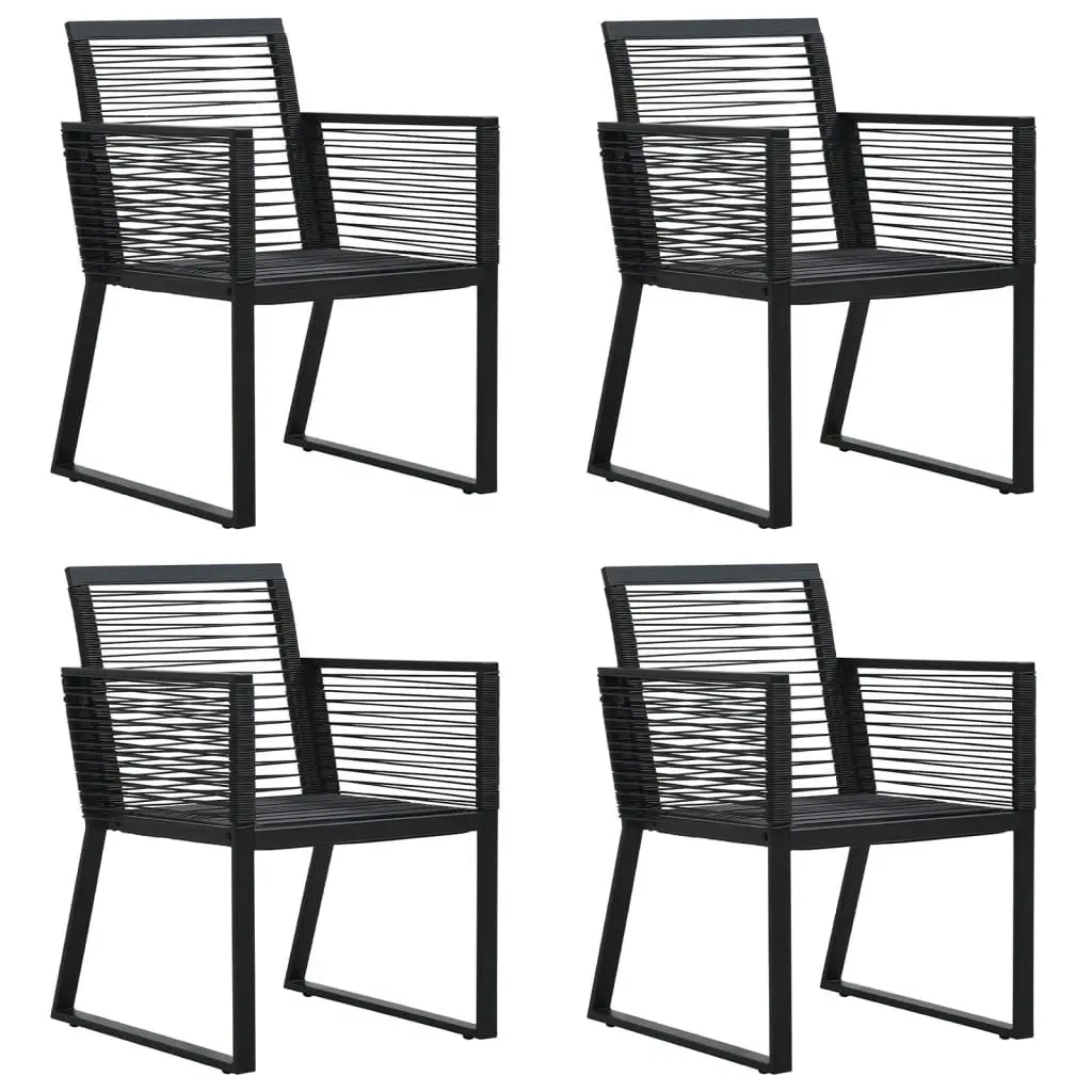 Garden Dining Set 5 Piece Black PVC Rattan Outdoor Furniture Patio Table Chairs