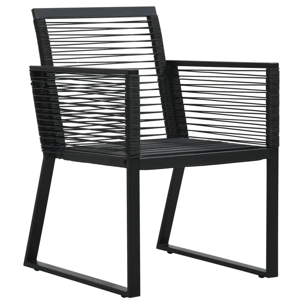 Garden Dining Set 5 Piece Black PVC Rattan Outdoor Furniture Patio Table Chairs