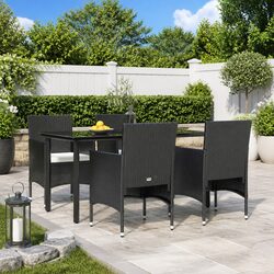 Garden Dining Set 5 Piece Outdoor Furniture Table Chairs with Cushions Black