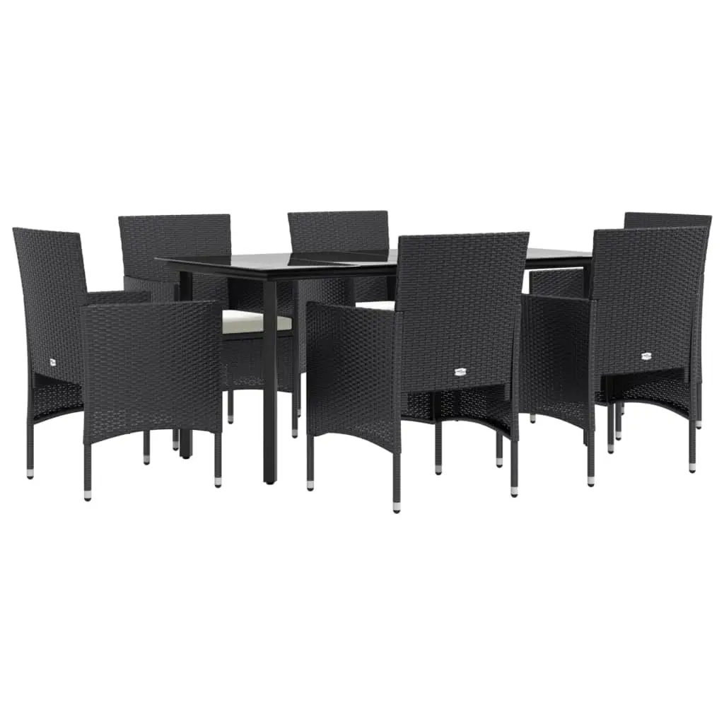 7 Piece Garden Dining Set Black Outdoor Furniture with Cushions Patio Table
