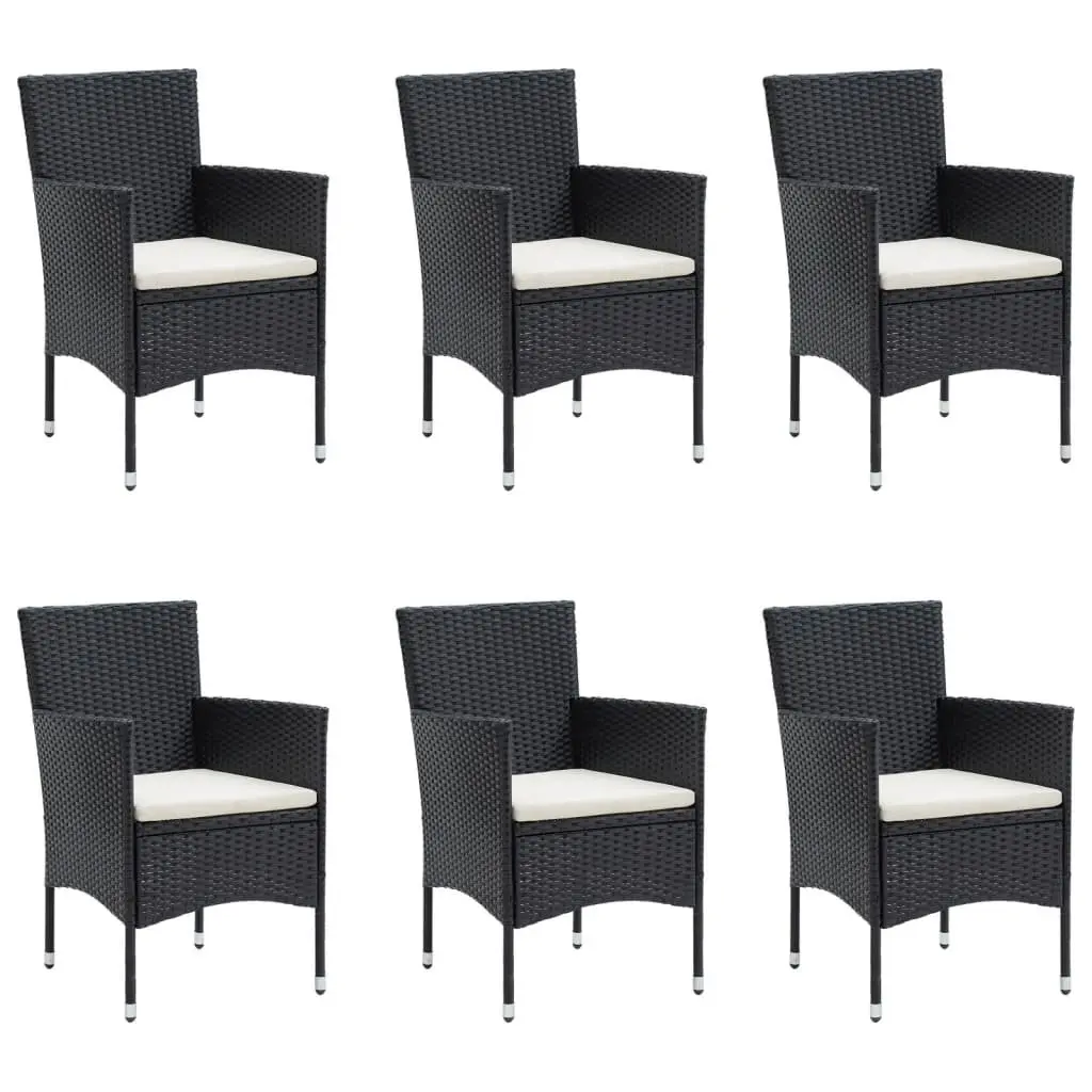7 Piece Garden Dining Set Black Outdoor Furniture with Cushions Patio Table