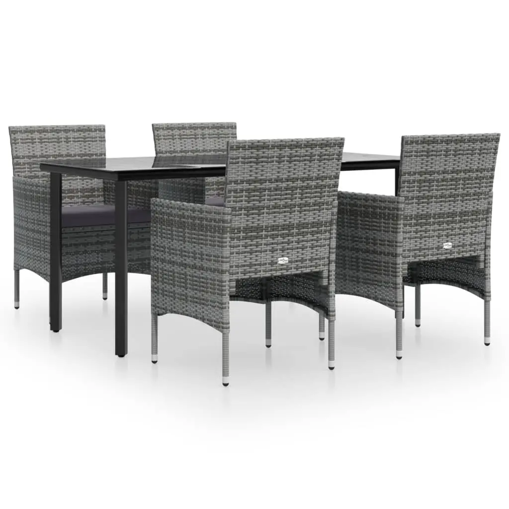 Garden Dining Set 5 Piece Outdoor Furniture Grey Black Rattan Chairs Table