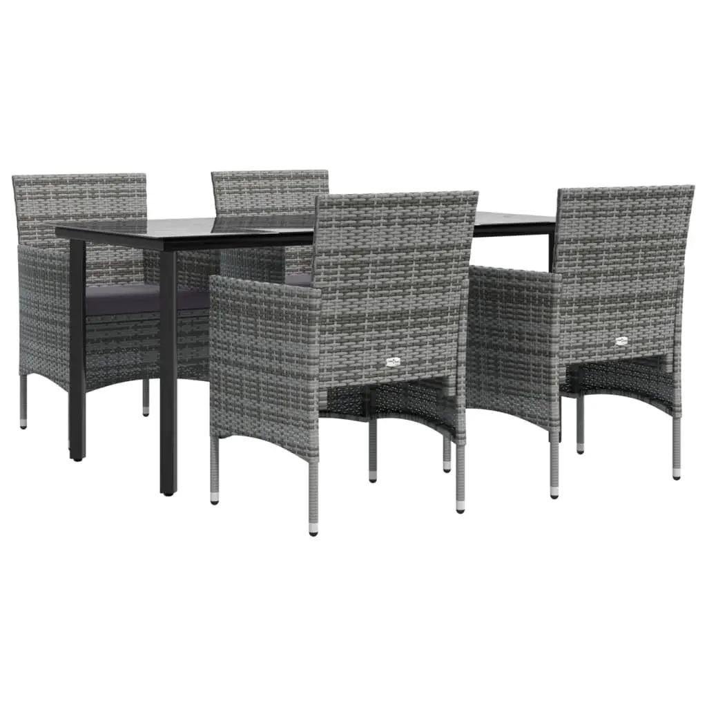 Garden Dining Set 5 Piece Outdoor Furniture Grey Black Rattan Chairs Table
