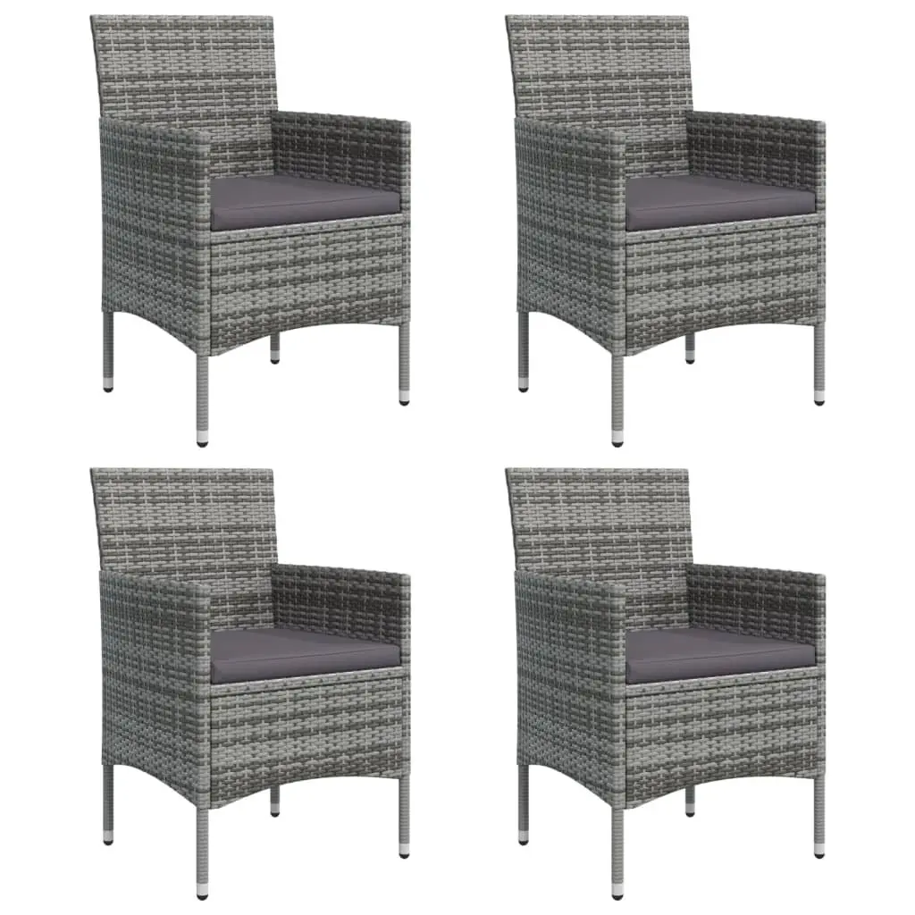 Garden Dining Set 5 Piece Outdoor Furniture Grey Black Rattan Chairs Table