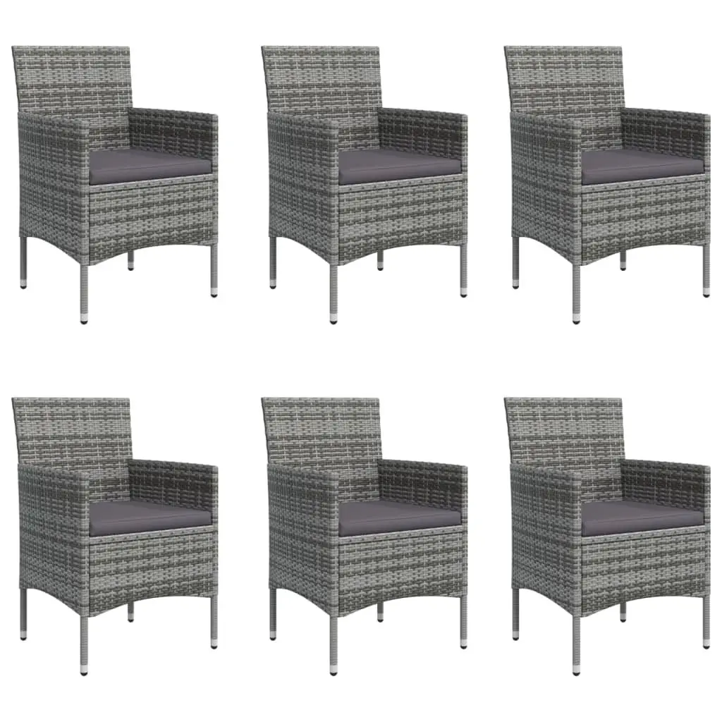 7 Piece Garden Dining Set Outdoor Furniture Cushioned Grey Black