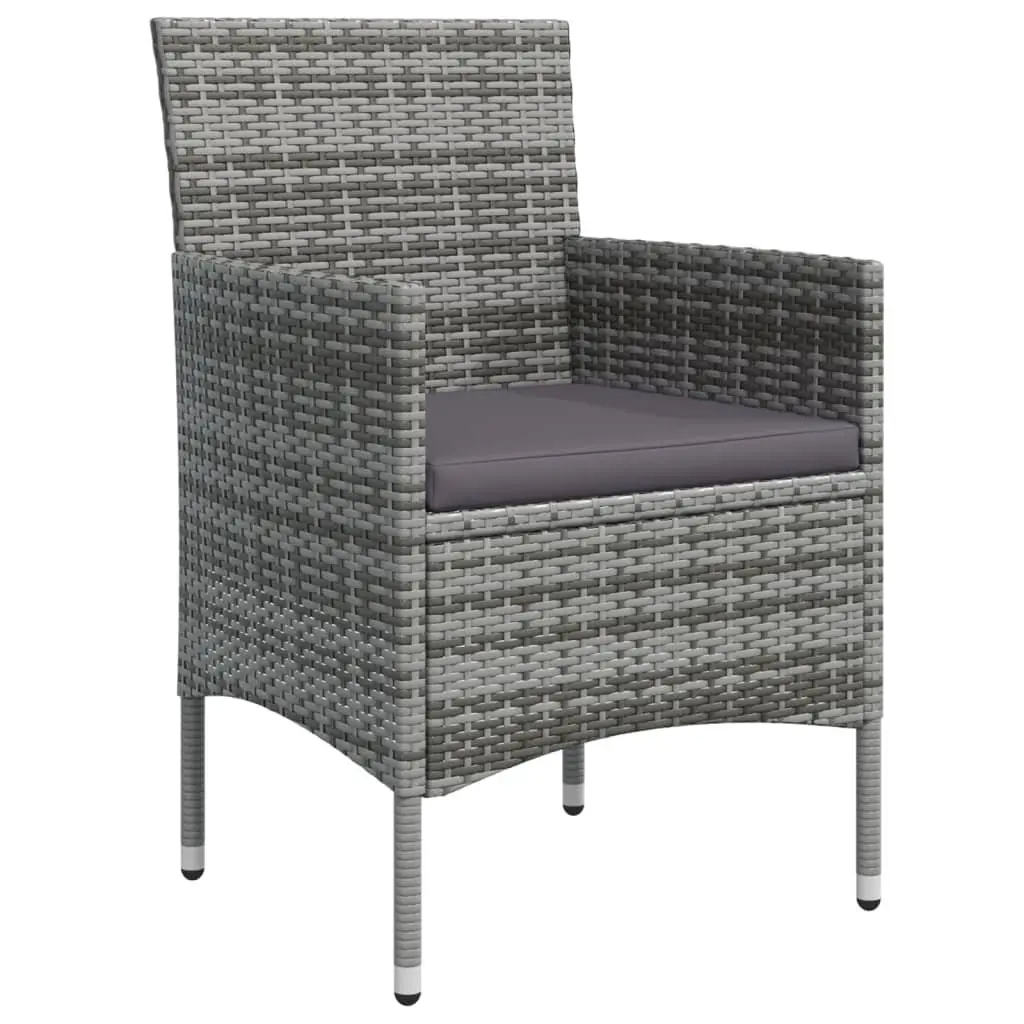7 Piece Garden Dining Set Outdoor Furniture Cushioned Grey Black
