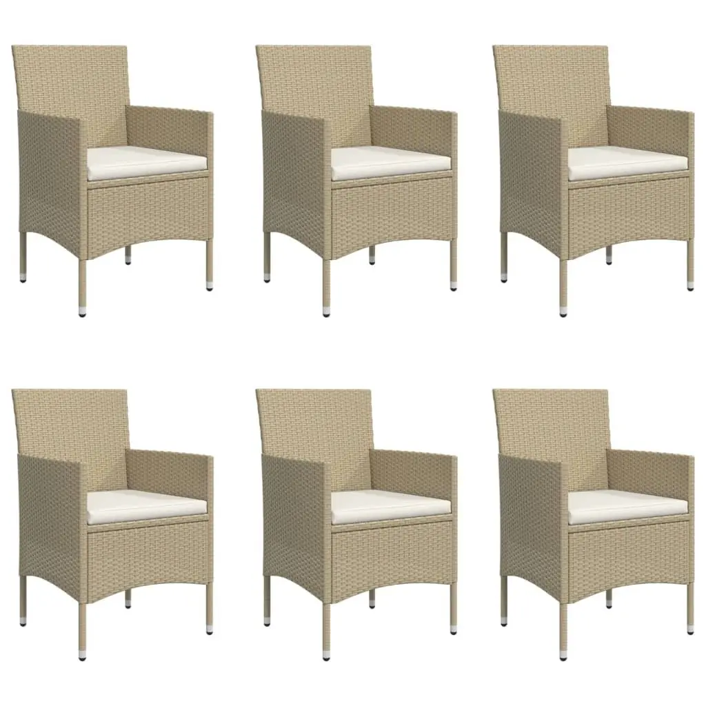 7 Piece Outdoor Dining Set Garden Furniture Patio Table Chairs Beige Cushions