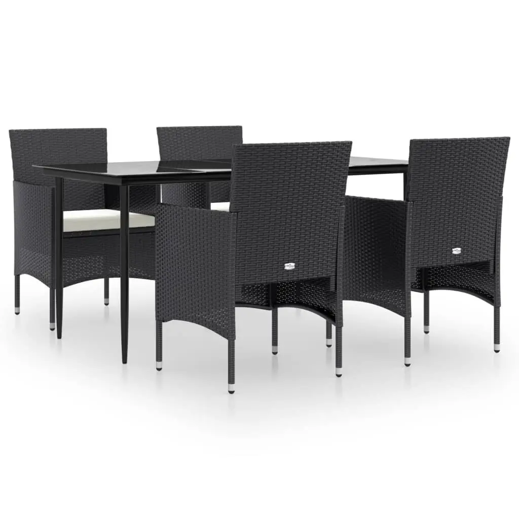 Garden Dining Set 5 Piece Outdoor Furniture Black Chairs Table with Cushions