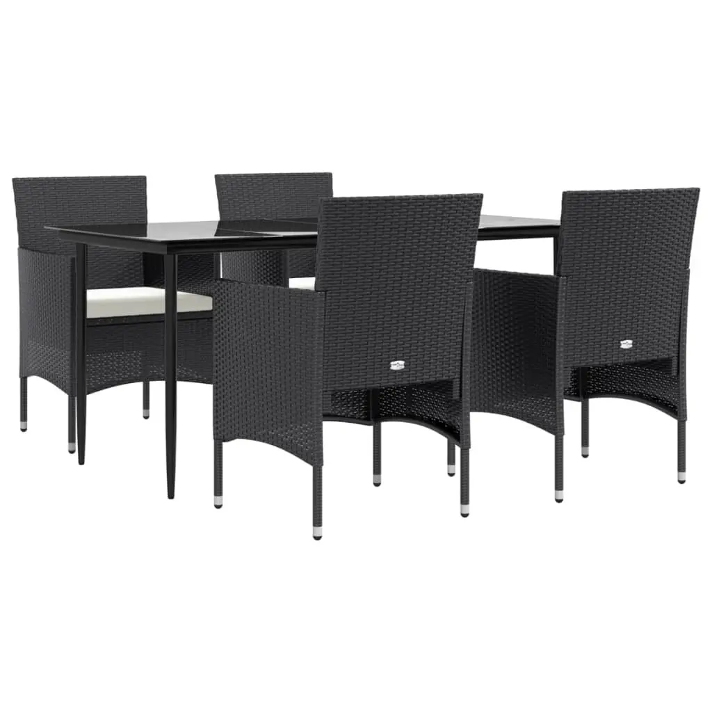Garden Dining Set 5 Piece Outdoor Furniture Black Chairs Table with Cushions