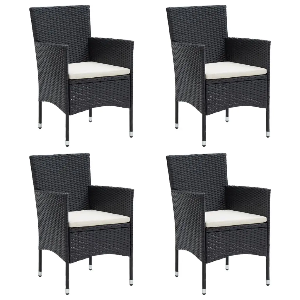 Garden Dining Set 5 Piece Outdoor Furniture Black Chairs Table with Cushions