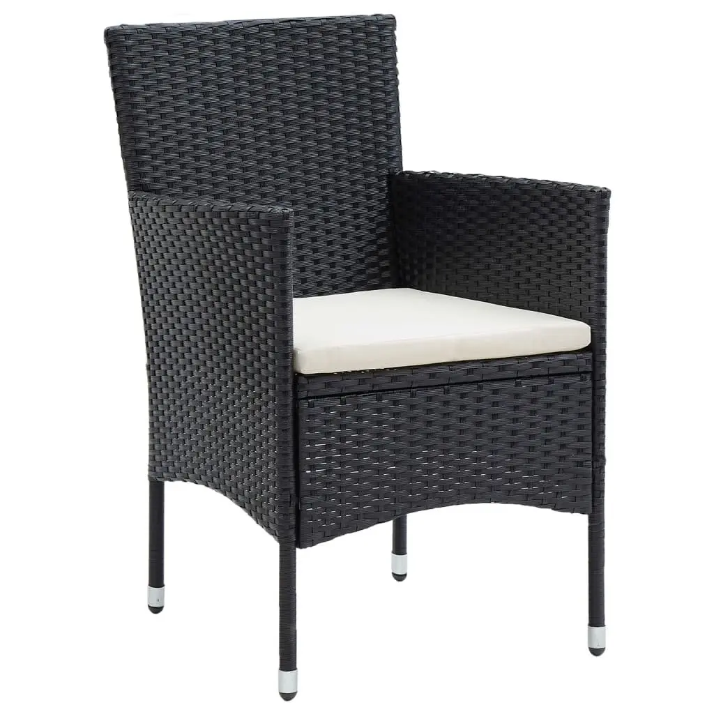 Garden Dining Set 5 Piece Outdoor Furniture Black Chairs Table with Cushions