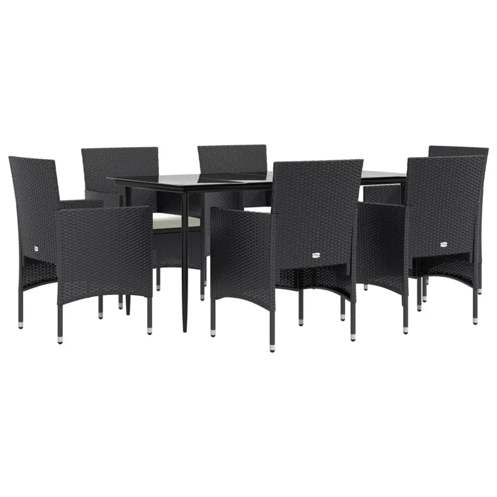 7 Piece Garden Dining Set Outdoor Furniture Black with Cushions Patio Table