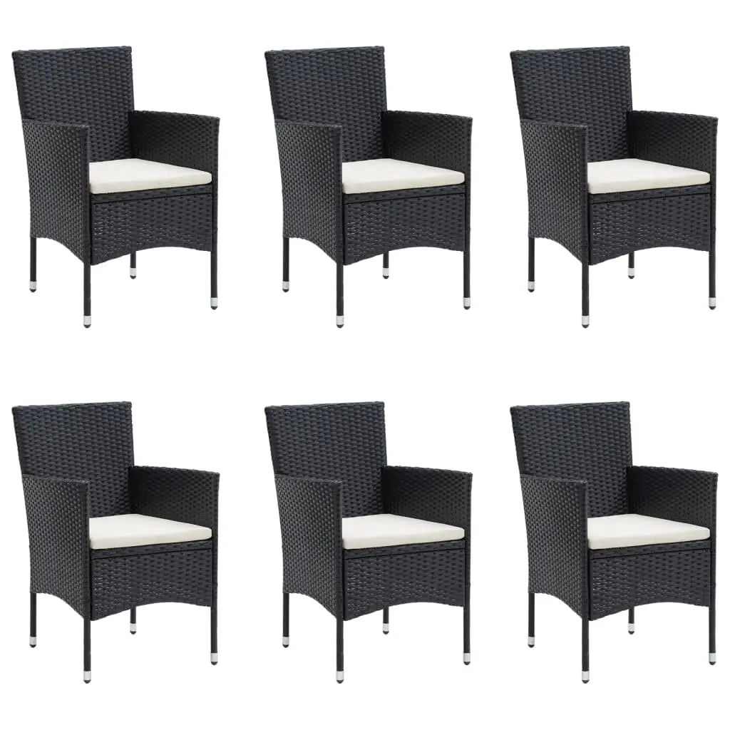 7 Piece Garden Dining Set Outdoor Furniture Black with Cushions Patio Table