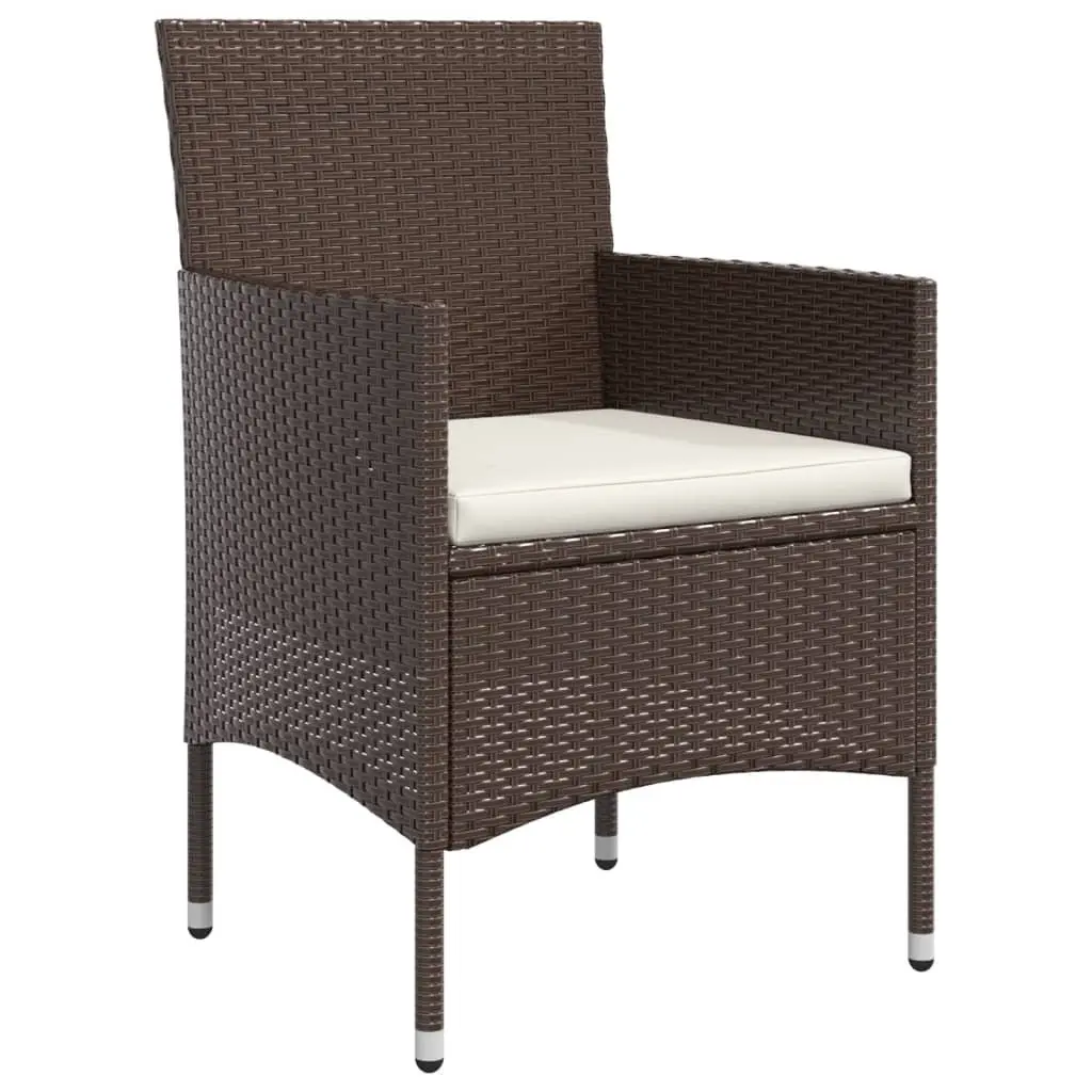 7 Piece Outdoor Garden Dining Set with Cushions Brown Black Rattan Table Chairs
