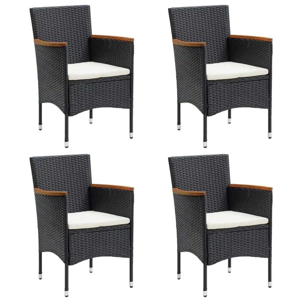 Garden Dining Set 5 Piece Outdoor Furniture Black Rattan Table Chairs Cushions